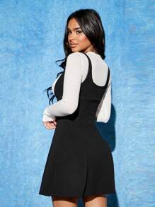 SHEIN PETITE Chất rắn Đầm Tổng thể Without Tee - màu đen - Xem 2