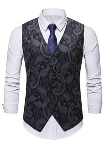 Manfinity AFTRDRK Nam Plus In hoa Paisley Áo gi lê Không có áo sơ mi - màu đen - Xem 3