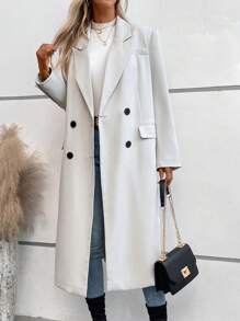 SHEIN LUNE Mantel mit Revers, doppelten Knopfleisten, Klappe Detail