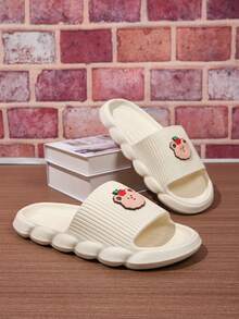 新款個性化可愛卡通室內室外按摩產品舒服的防滑平底拖鞋適合女士 - 米色 - 查看 6