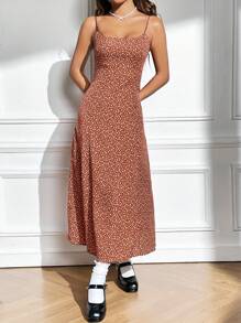 SHEIN EZwear Ditsy Floral Print Cami Dress