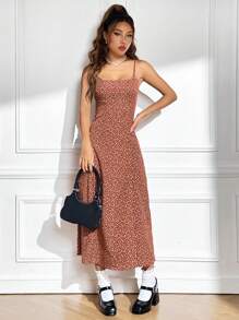 SHEIN EZwear Ditsy Floral Print Cami Dress