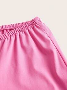 SHEIN ICON Flap Pocket Drawstring Detail Cargo Pants - Pink - View 3