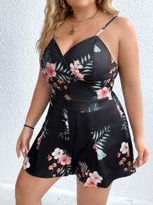 SHEIN Clasi Hơn In hoa Cami Romper - Nhiều màu - Xem 5