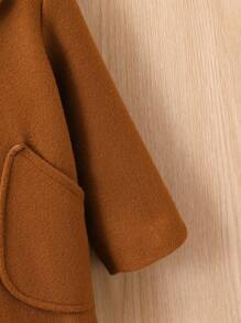 Baby Boy Dual Pocket Single Breasted Overcoat Without Sweater - Coffee Brown - View 4