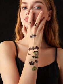 BATMAN X SHEIN 蝙蝠圖案臨時紋身貼合適的適用於日常使用