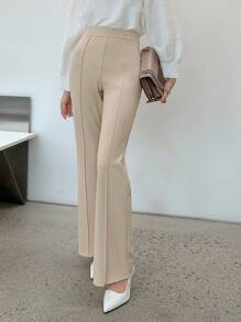 DAZY Seam Detail Flare Leg Pants - Apricot - View 1