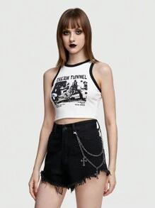 ROMWE Goth 1pc Women Cross Charm Zinc Alloy Trouser Chain - Silver - View 3