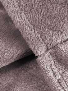 Tween Girl Bear Embroidery Drop Shoulder Flannel Pullover & Pants - Dusty Purple - View 3