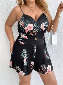 SHEIN Clasi Hơn In hoa Cami Romper - Nhiều màu - Xem 4