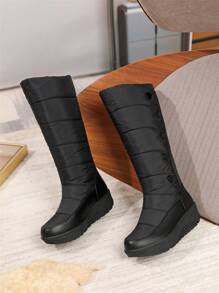 Botas de nieve de moda de mujeres para clima frío - Negro - Ver 6