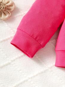 Baby Girl Letter Graphic Bow Detail Hoodie & Contrast Side Seam Sweatpants