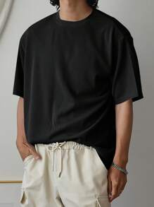 DAZY Men Solid Waffle Knit Tee - Black - View 3