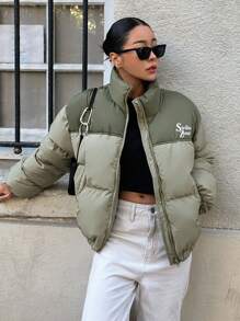 DAZY Women Short Thick Padded Coat, Winter Coat Jacket - Green - View 6