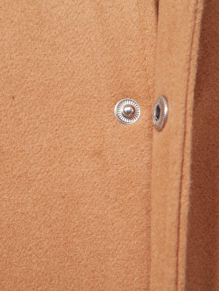Men Dual Pocket Button Front Overcoat