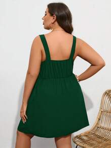 SHEIN VCAY 圓環純色大碼罩衫 - 墨綠色 - 查看 2