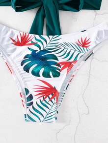 熱帶印花包裝式推桿比基尼套裝 - 彩色 - 查看 5