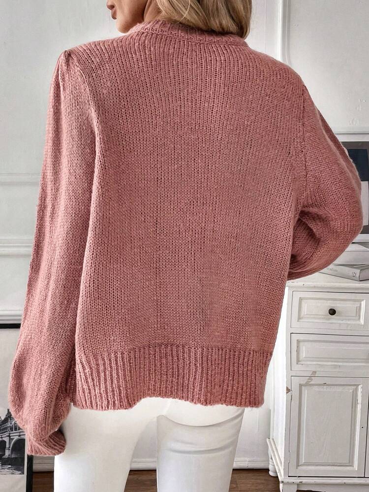 Solid Lantern Sleeve Sweater