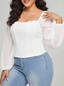 SHEIN Privé 大碼女士上衣 - 白色 - 查看 5