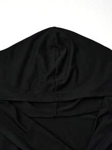 Flirla Plus Solid Wrap Hooded Tee - Black - View 3