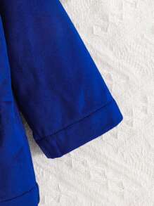 Baby Boy Contrast Lapel Neck Flap Detail Button Front Coat - Blue - View 5