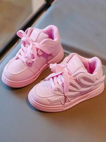 Zapatos casuales para niños, nuevo estilo de primavera y otoño, zapatillas deportivas de caña alta con suela gruesa para niñas, niños, niñas pequeñas, zapatillas de running para niños con suela blanda - Rosa - Ver 1