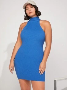 SHEIN BASICS Plus Turtleneck Bodycon Sweater Dress