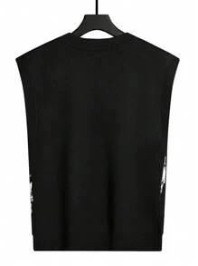 Manfinity Hypemode Nam Mẫu đồ họa Áo len vest Không có áo sơ mi - màu đen - Xem 2