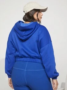 SHEIN BASICS Plus Cozy Fleece Drop Shoulder Thermal Hoodie