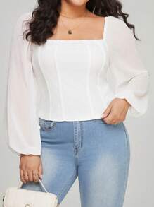 SHEIN Privé 大碼女士上衣 - 白色 - 查看 3