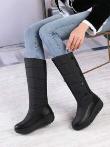 Botas de nieve de moda de mujeres para clima frío - Negro - Ver 7