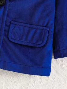 Baby Boy Contrast Lapel Neck Flap Detail Button Front Coat - Blue - View 4
