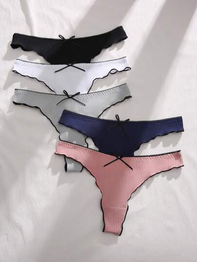 PetitDoll 5 แพ็ค กางเกงใน เซ็กซี่ ที่มีระบายและโบว์ประดับ