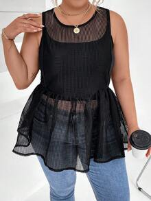 SHEIN Unity Hơn Cắt ra Áo Peplum - màu đen - Xem 6