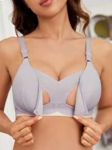 SHEIN Maternity Nursing Bra For Mother - Mauve Purple - View 4