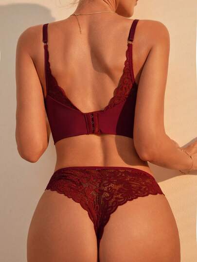 Contrast Kanten Underwire Lingerie Set view 2