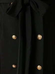 SHEIN CURVE+ Plus Lapel Neck Double Breasted Belted Blazer Dress - Black - View 5