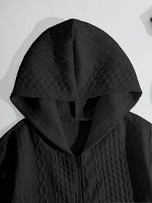 男士拉鏈開襟連帽夾克 - 黑色 - 查看 4