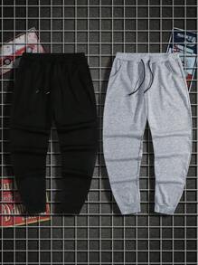 Manfinity Homme Hombres talla grande 2 piezas Pantalones deportivos de cintura con cordón - Multicolor - Ver 5