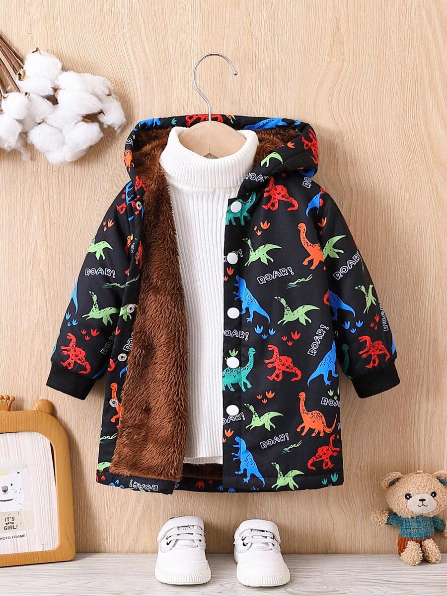 Áo khoác có mũ trùm đầu có in hình khủng long cho bé trai Teddy không có áo len - Xám - Xem 1