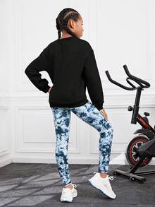 SHEIN 女大童素色套頭衫&紮染緊身打底褲 - 彩色 - 查看 2