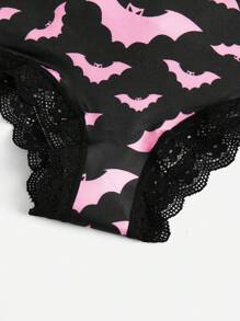 GUZLBT 3pcs Cartoon Graphic Contrast Lace Brief - Multicolor - View 3
