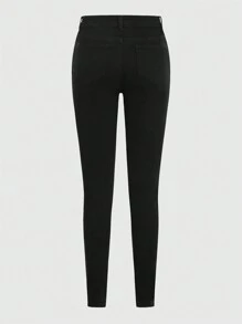 ROMWE Grunge Punk Quần Jeans Skinny Rách Kiểu Ladder, Trường Học - màu đen - Xem 2