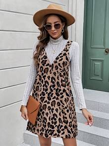 SHEIN LUNE In hoa Báo Đầm Tổng thể & Áo thun - Màu Khaki - Xem 4