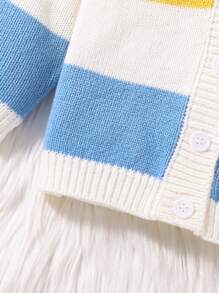 Bebezinha Bloco De Cores Manga De Raglan Cardigans - Multicolorido - Ver 4