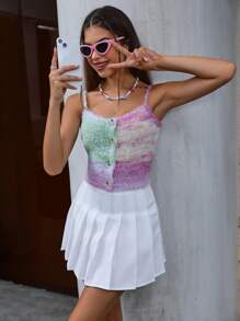 SHEIN Unity Ombre Button Front Cami Knit Top - Multicolor - View 4