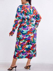 Maweii Talla grande Vestido camisero con estampado - Rojo y blanco - Ver 2