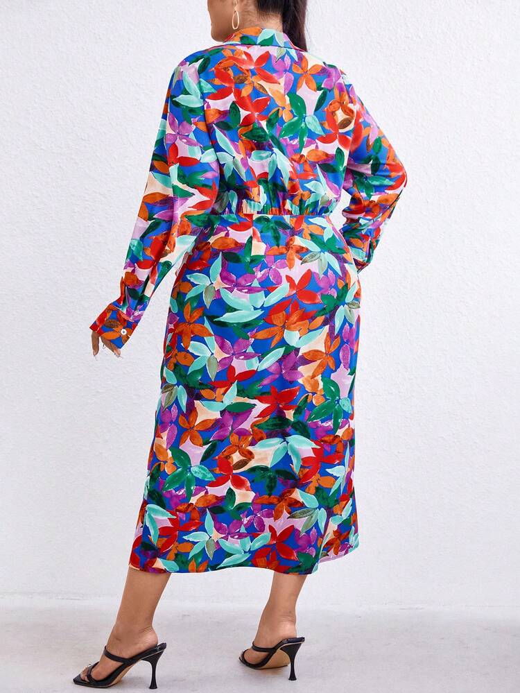 Plus Allover Print Shirt Dress