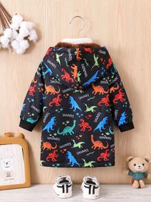 Áo khoác có mũ trùm đầu có in hình khủng long cho bé trai Teddy không có áo len - Xám - Xem 2