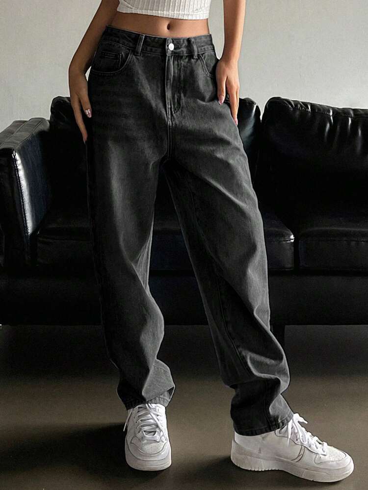 Slant Pocket Straight Leg Jeans Y2k